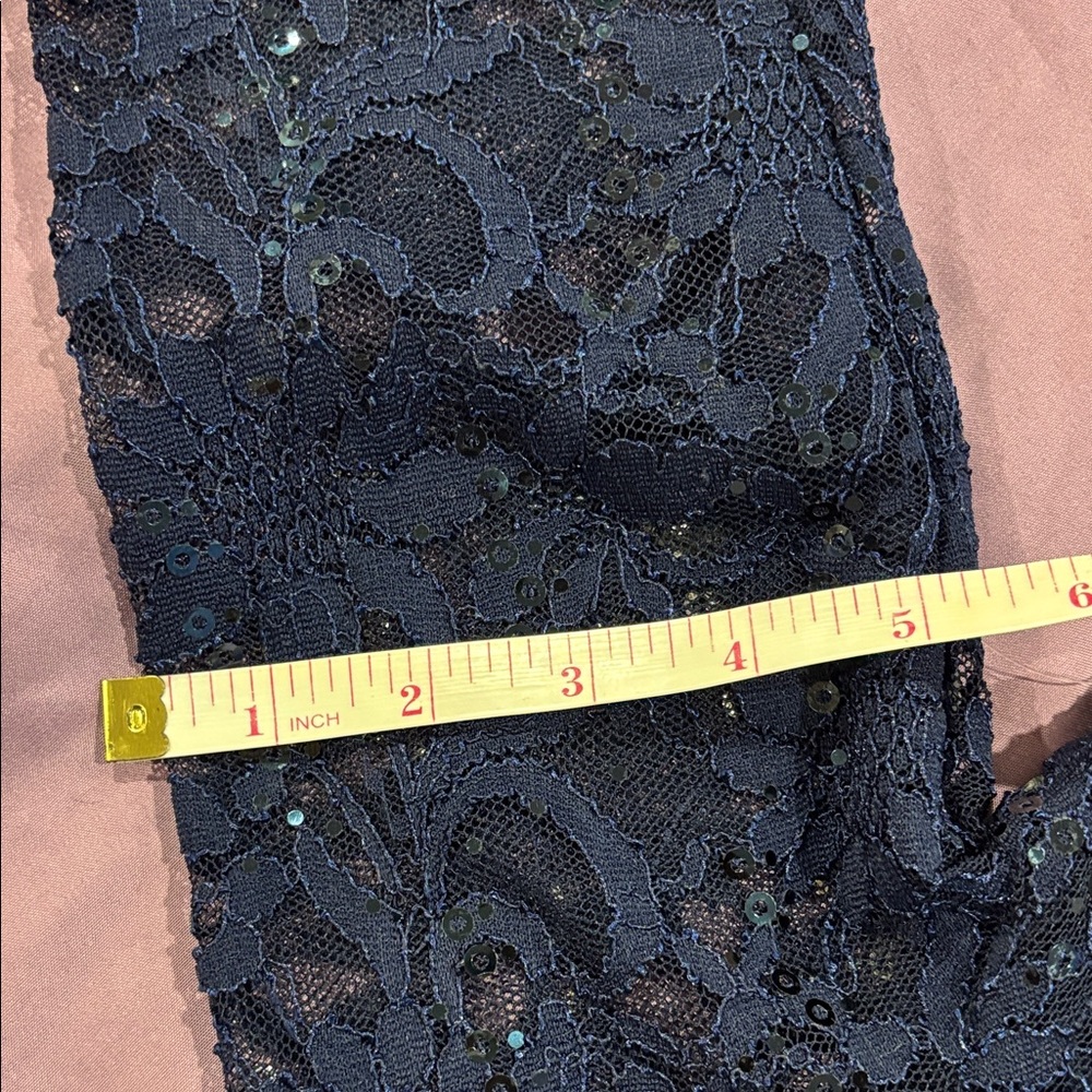MARINA NWT Elegant Navy Long Sleeve Lace Dress - Picture 8 of 11